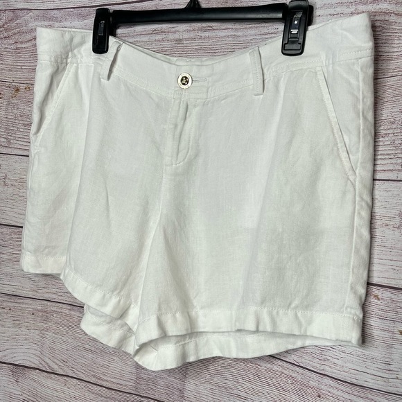 Lilly Pulitzer 100% Linen White Calla Shorts Summer Vacation Cruise Size 14 - Picture 6 of 7
